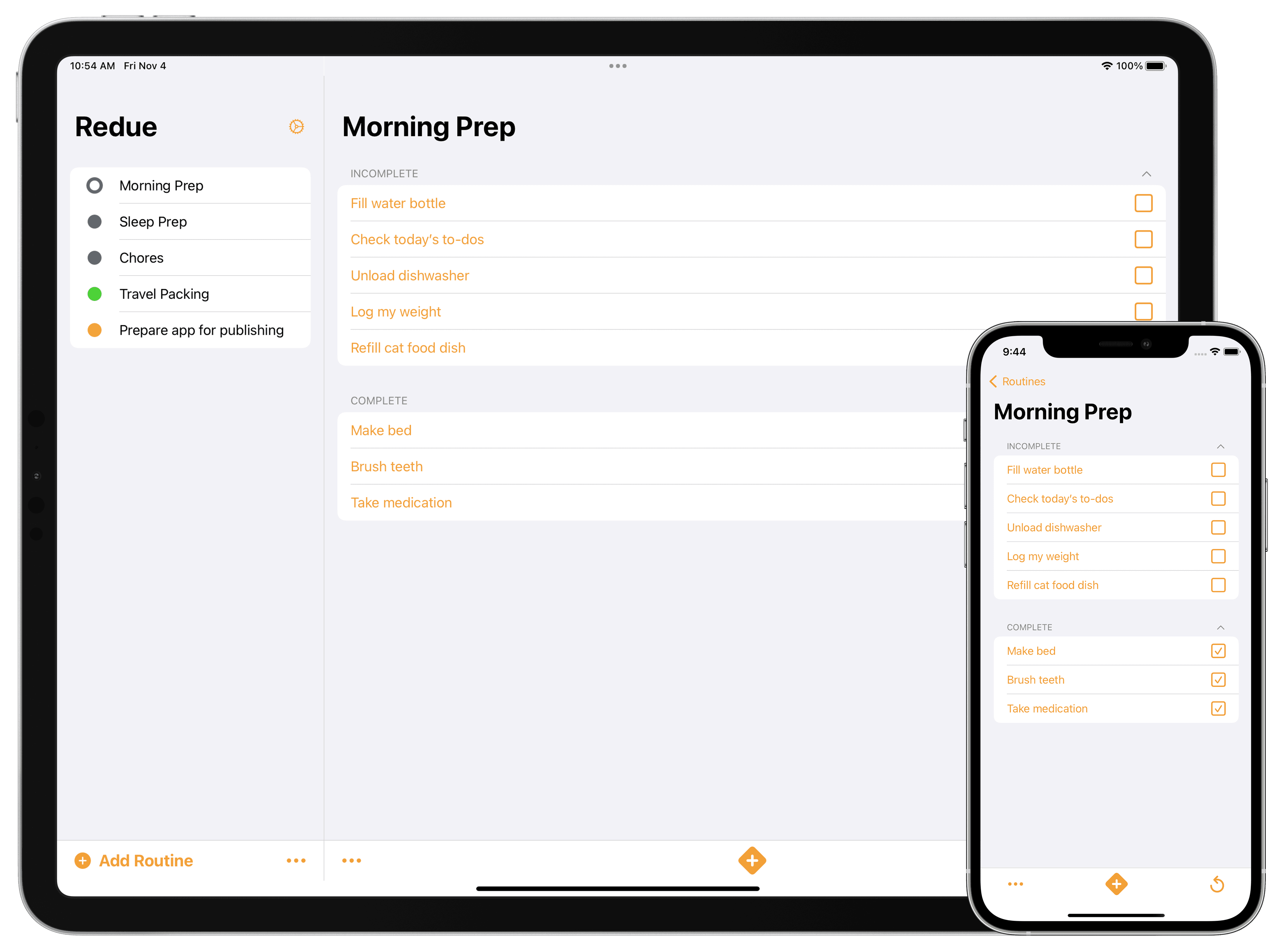 Example of routines list